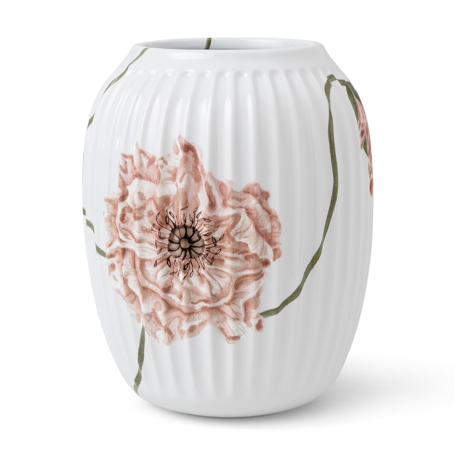 Kähler Hammershøi Poppy Vase, Hvid med deko